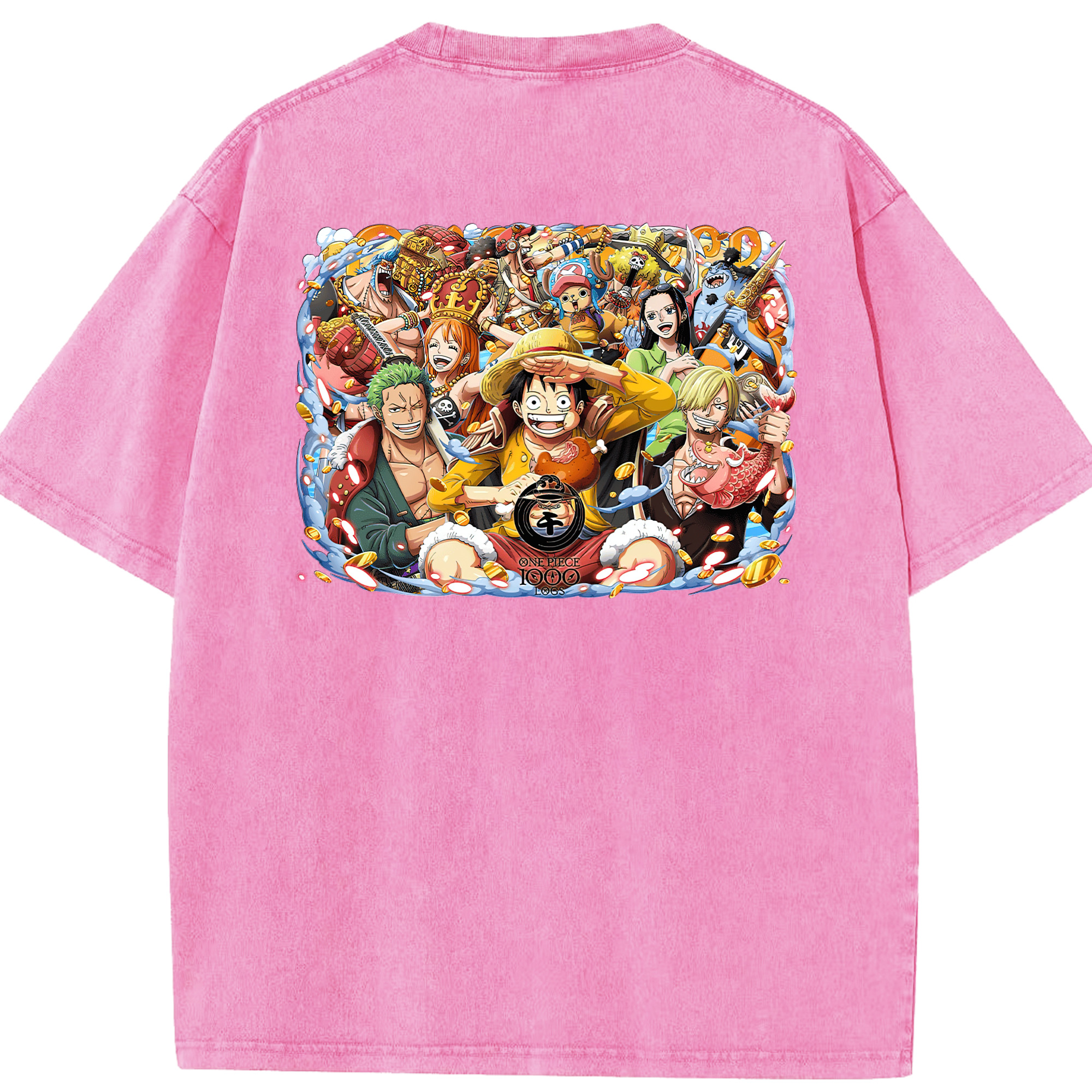 ワンピース モンキー・D・ルフィ ONE PIECE Monkey D. Luffy 綿100% ヴィンテージ風 半袖Tシャツ（背面プリント）